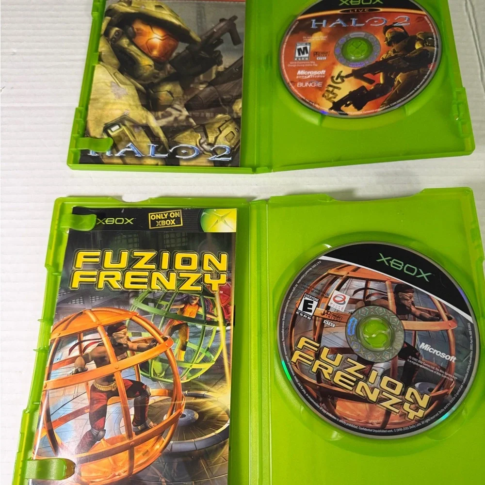 Xbox Classic Lot Of 2 Games Fuzion Frenzy and Halo 2 Tested